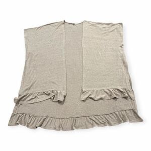 MTS Women’s Beige Sleeveless Ruffle Hem Open Front Cardigan Size Medium